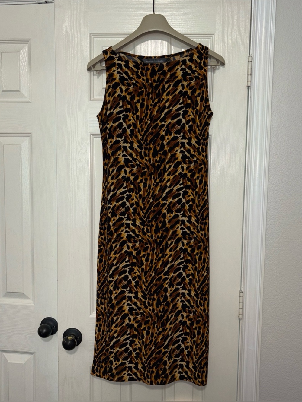 Norma Kamali Leopard Print Dress in Black and Brown size Medium